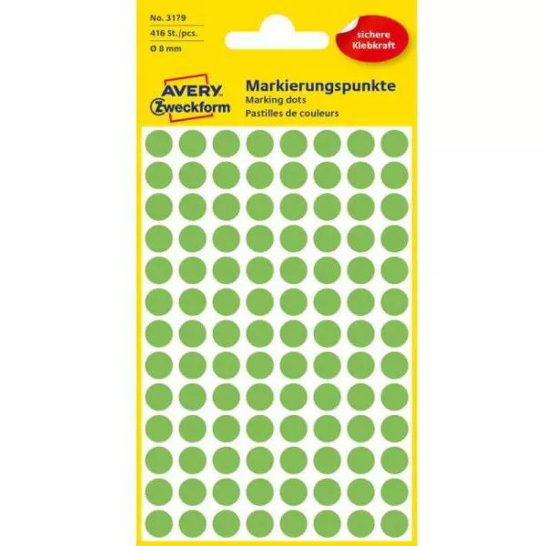 Etikety kruhové 8mm Avery neónovo zelené