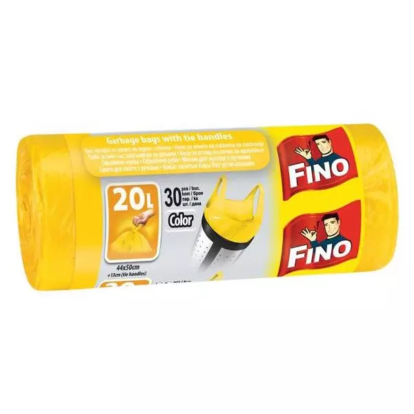 Vrecia zaväzovacie FINO Color 20 ℓ, 7 mic., 44 x 50 cm, žlté (30 ks)