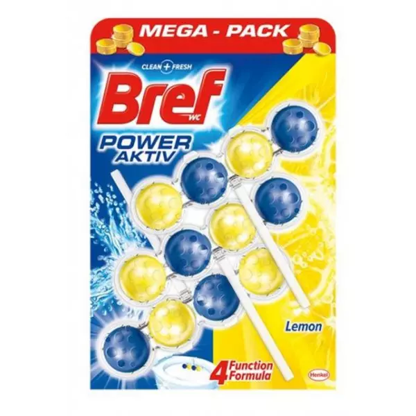 Bref Power Aktiv WC závesný blok tuhý 3 x 50 g Citrón