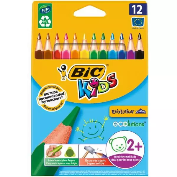 Farbičky BIC trojhranné odolné voči lámaniu 12ks