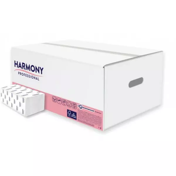 Papierové utierky skladané ZZ 2-vrstvové HARMONY professional, 100% celulóza, biele (20 bal.)