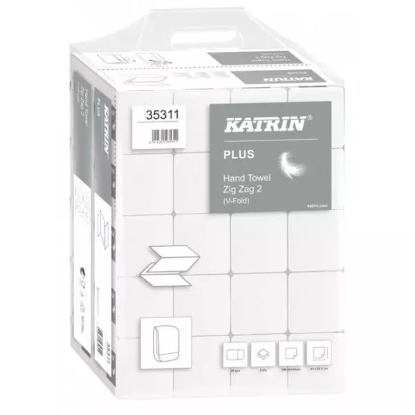 Papierové utierky skladané ZZ 2-vrstvove KATRIN Plus super Handy pack biele (20 bal.)