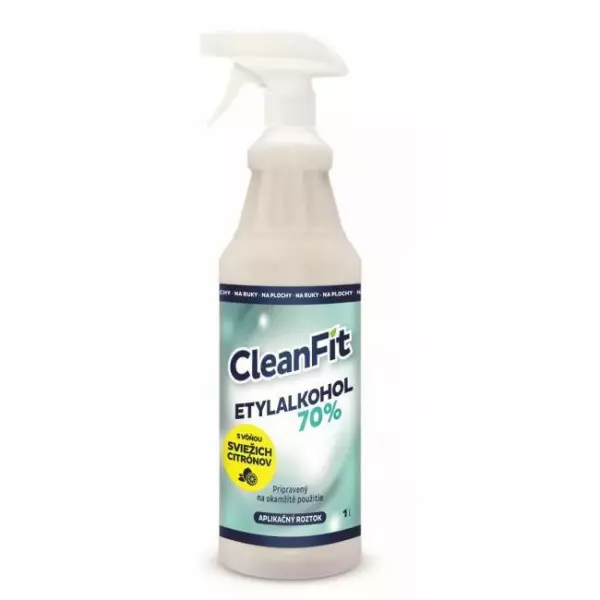 CleanFit dezinfekčný roztok Etylakohol 70% citrus 1 l + rozprašovač ZDARMA