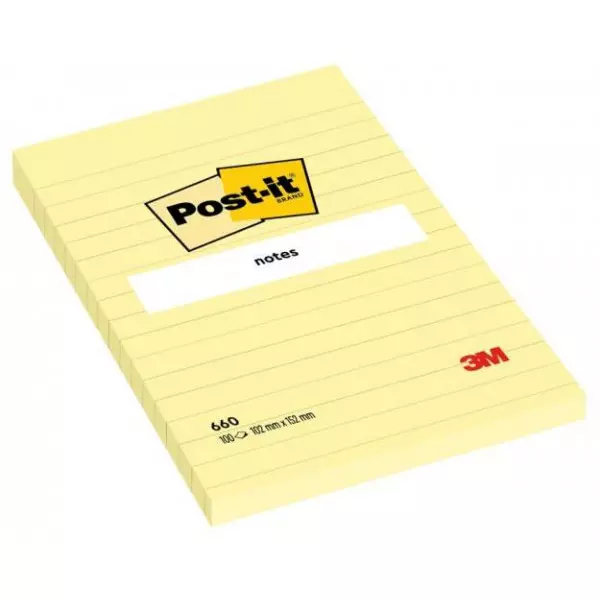 Bloček Post-it 102x152 žltý linajkový