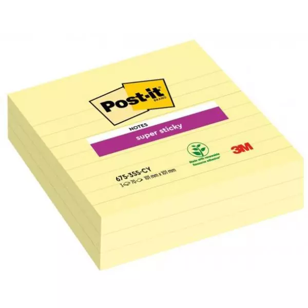 Bloček Post-it Super Sticky 101x101 žltý linajky