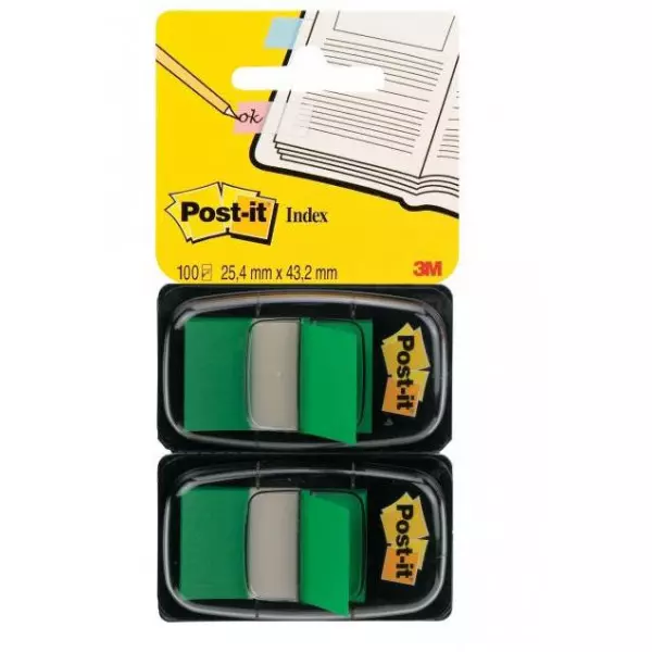 Záložky Post-it Index široké 25,4x43,2 zelená 2ks