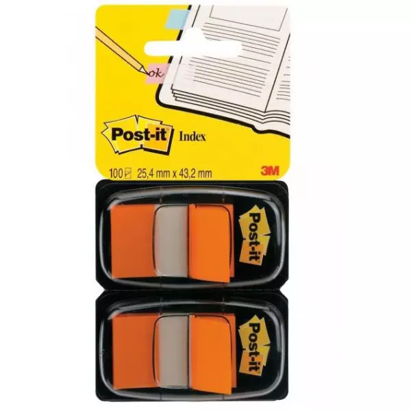 Záložky Post-it Index široké 25,4x43,2 oranžová 2ks