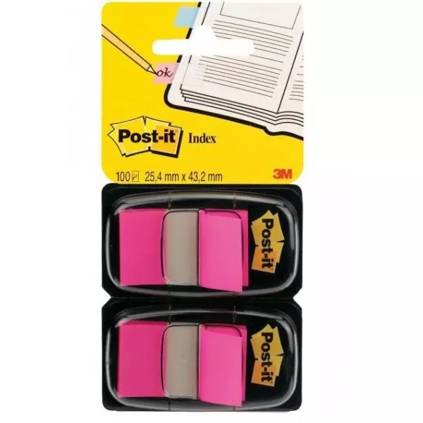 Záložky Post-it Index široké 25,4x43,2 ružová 2ks