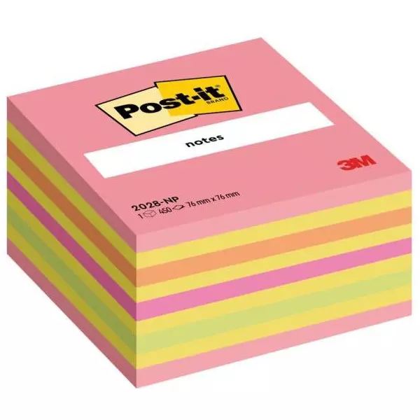 Bloček kocka Post-it 76x76 neónová ružová mix