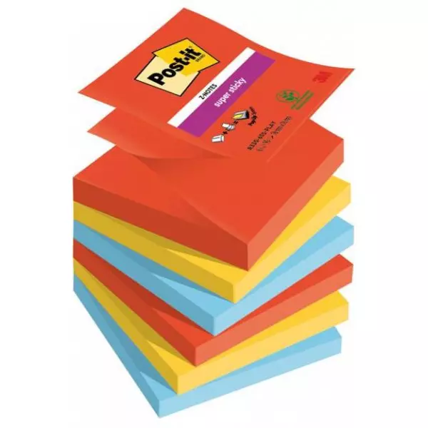 Z-bločky Post-it Super Sticky PLAYFUL, veľkosť 76x76 mm, 6 bločkov po 90 lístkov