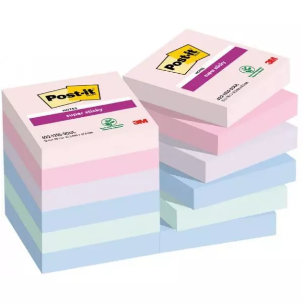 Bloček Post-it Super Sticky SOULFUL, veľkosť 47.6x47.6 mm, 12 bločkov po 90 lístkov