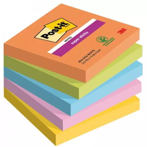 Bloček Post-it Super Sticky BOOST, veľkosť 76x76 mm, 5 bločkov po 90 lístkov