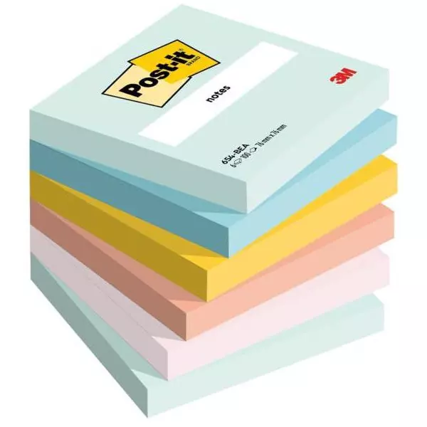 Bločky Post-it BEACHSIDE, veľkosť 76x76 mm, 6 bločkov po 100 lístkov