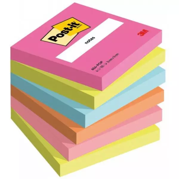 Bločky Post-it Super Sticky Poptimistic 76x76mm, 6 bločkov po 100 lístkov