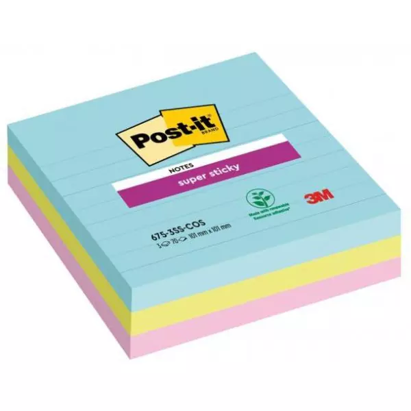 Bloček Post-it Super Sticky COSMIC, veľkosť 101x101 mm, 3 bločky po 70 lístkov
