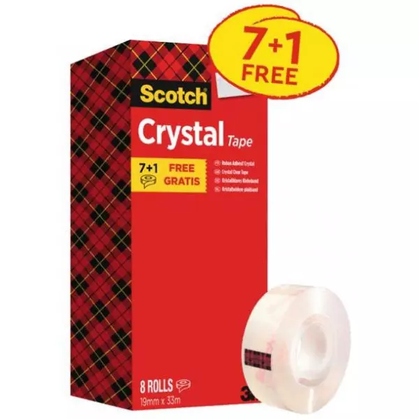 Lepiaca páska kryštálovo číra Scotch zvýhodnené balenie, 8 roliek, 19 mm x 33 m