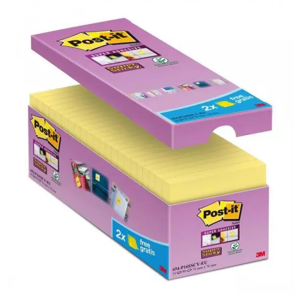 Bločky Post-it Super Sticky žlté 76x76mm 16x90l