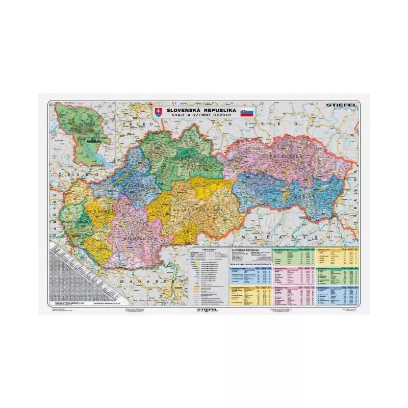 Mapa Slovensko-Kraje a územné obvody Mapa Slovensko-Kraje a územné obvody