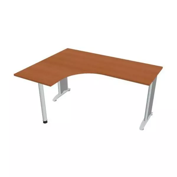 Pracovný stôl Flex, ergo, pravý, 160x75,5x120 (60x60) cm, čerešňa/kov