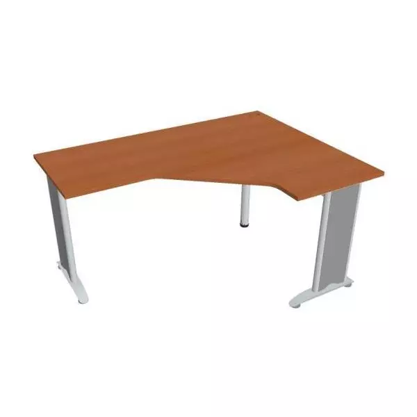 Pracovný stôl Flex, ergo, ľavý, 160x75,5x120 (60x60) cm, čerešňa/kov