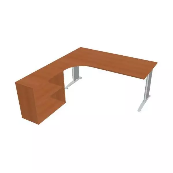 Pracovný stôl Flex, ergo, pravý, 180x75,5x200,0 (40x80) cm, čerešňa/kov
