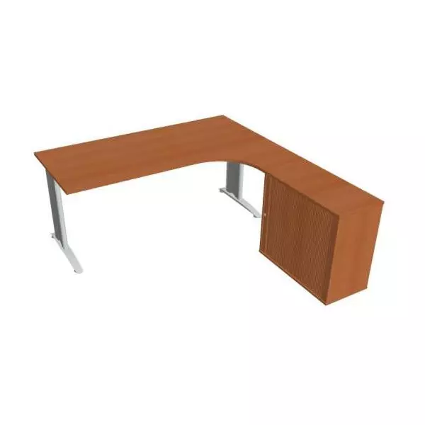 Pracovný stôl Flex, ergo, ľavý, 180x75,5x200,0 (80x40) cm, čerešňa/kov
