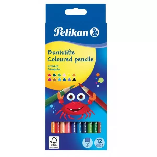 Farbičky Pelikan trojhranné tenké 12 ks
