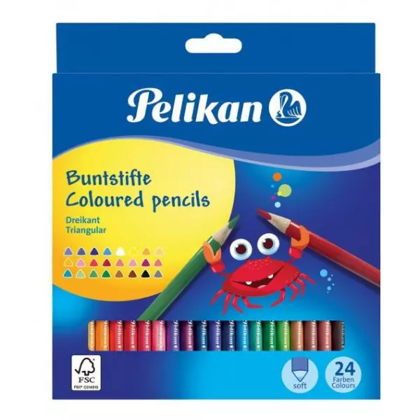 Farbičky Pelikan trojhranné tenké 24 ks