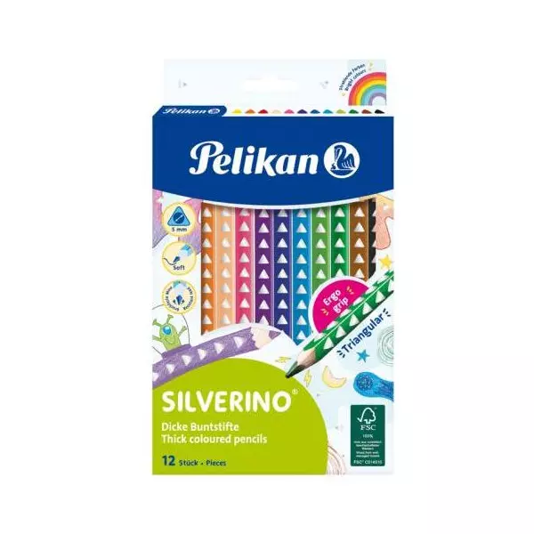 Farbičky Pelikan Silverino trojhranné hrubé 12ks