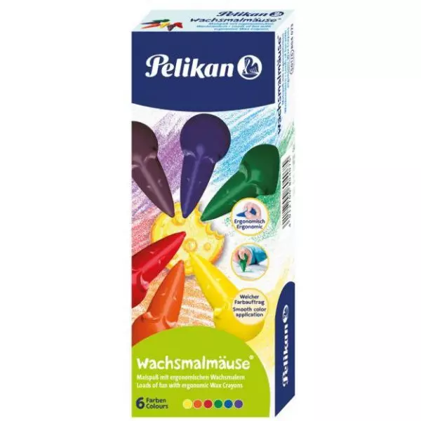 Voskové pastelky Pelikan Myška 6 ks v krabičke