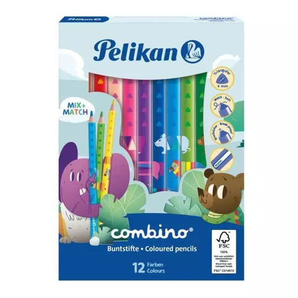 Farbičky Pelikan Combino so zvieracími motívmi silné 12ks