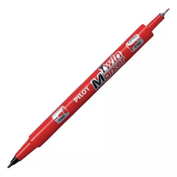 Popisovač obojstranný PILOT Twin Marker BeGreen 05+03 mm červený
