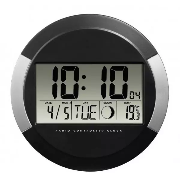 Nástenné hodiny digitálne PP-245 24,5cm čierno-strieborné