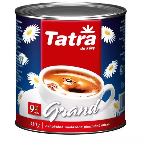 Zahustené mlieko Tatra Grand nesladené plnotučné 9% 310 g