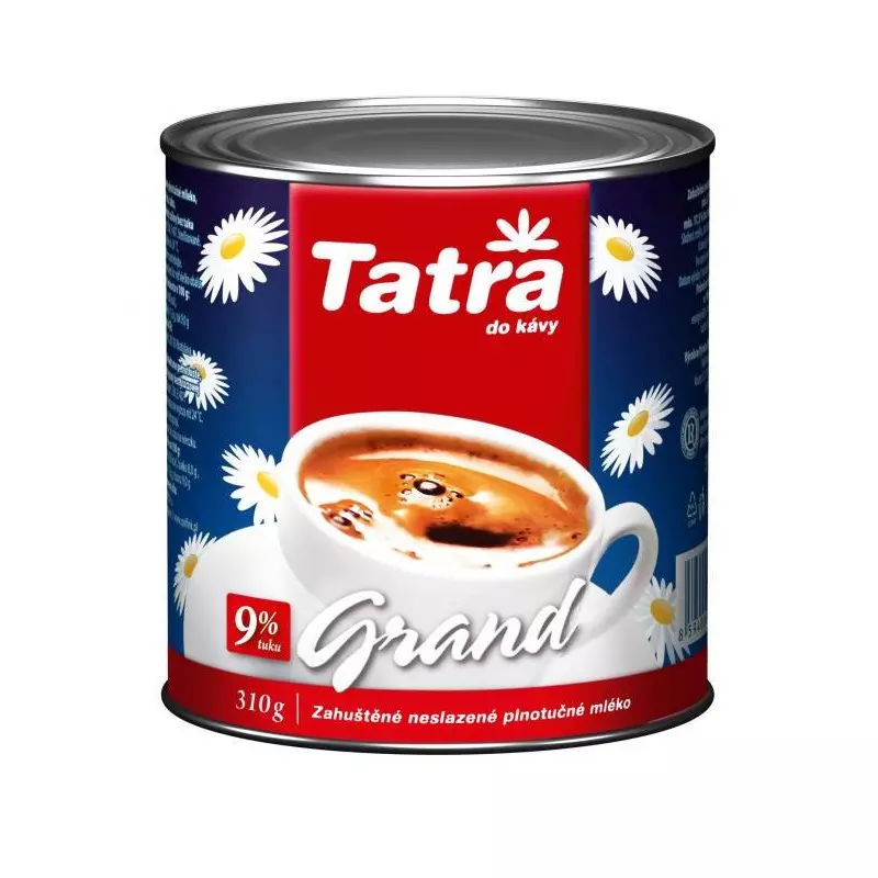 Zahustené mlieko Tatra Grand nesladené plnotučné 9% 310 g Zahustené mlieko Tatra Grand nesladené plnotučné 9% 310 g