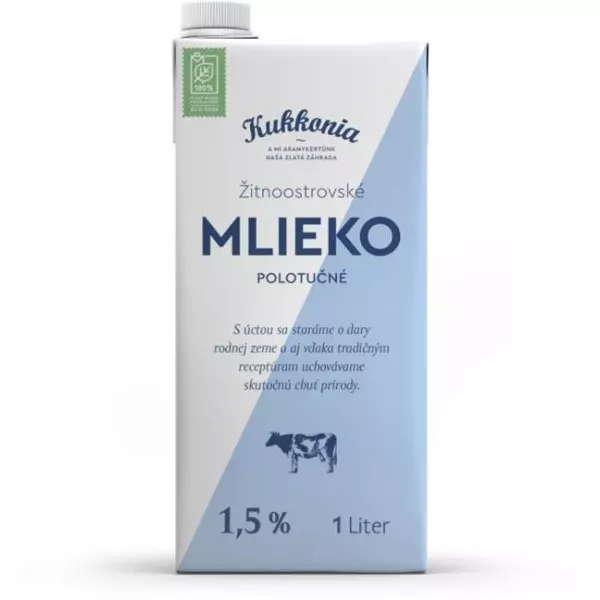 Trvanlivé mlieko Žitnoostrovské Kukkonia polotučné 1,5% 1 ℓ
