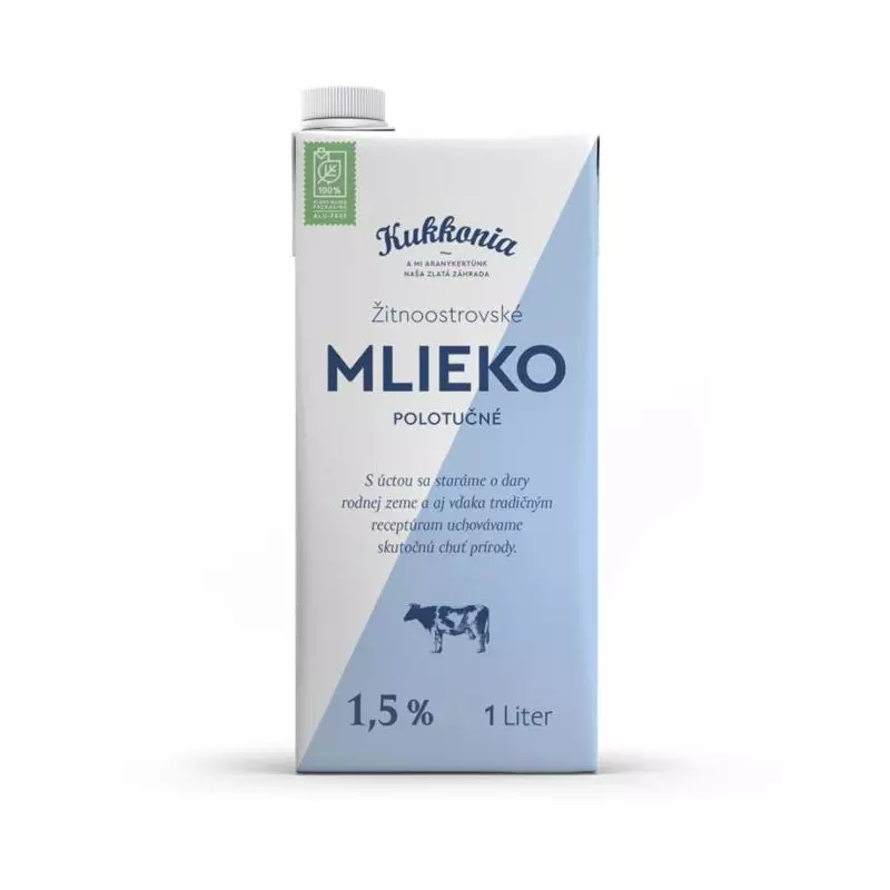Trvanlivé mlieko Žitnoostrovské Kukkonia polotučné 1,5% 1 ℓ Trvanlivé mlieko Žitnoostrovské Kukkonia polotučné 1,5% 1 ℓ