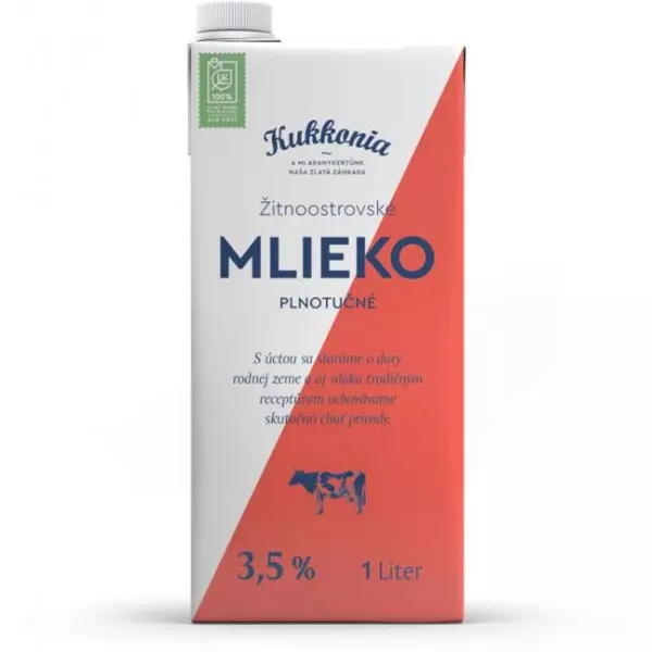 Trvanlivé mlieko Žitnoostrovské Kukkonia plnotučné 3,5% 1 ℓ