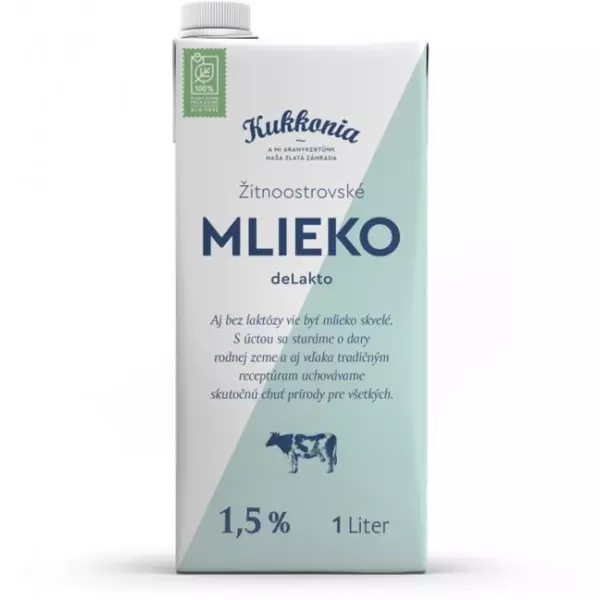 Trvanlivé mlieko Žitnoostrovské Kukkonia bezlaktózové 1,5% 1 ℓ