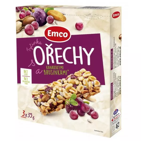 Tyčinka Emco s orechami a kanad. brusnicami 3 x 35 g