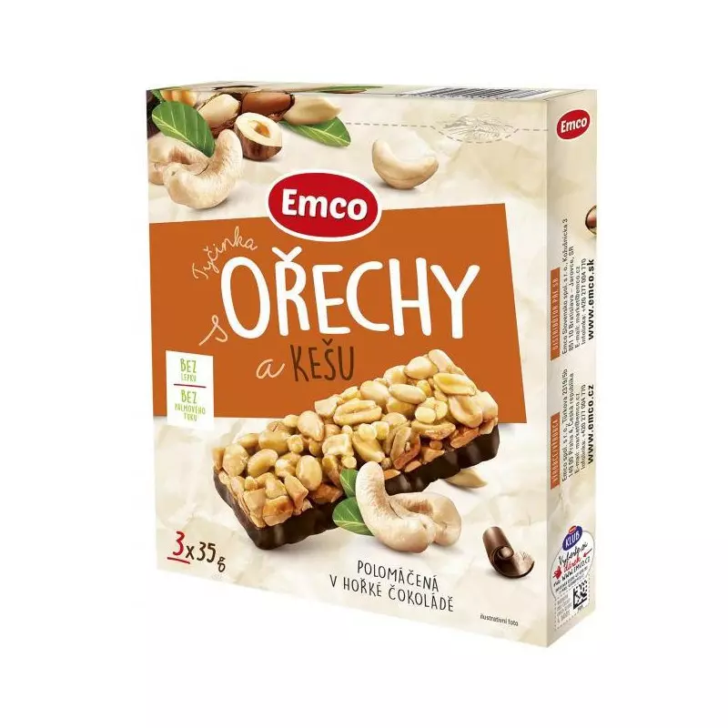 Tyčinka Emco s orechami a kešu 3 x 35 g Tyčinka Emco s orechami a kešu 3 x 35 g