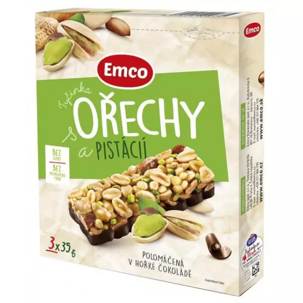 Tyčinka Emco s orechami a pistáciou 3 x 35 g