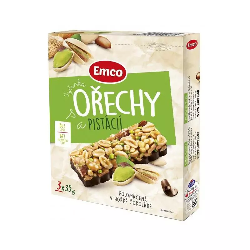 Tyčinka Emco s orechami a pistáciou 3 x 35 g Tyčinka Emco s orechami a pistáciou 3 x 35 g