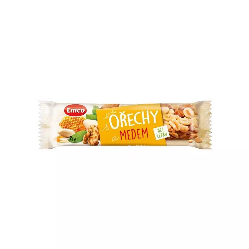 Tyčinka Emco bez lepku 35 g Orechy a med Tyčinka Emco bez lepku 35 g Orechy a med