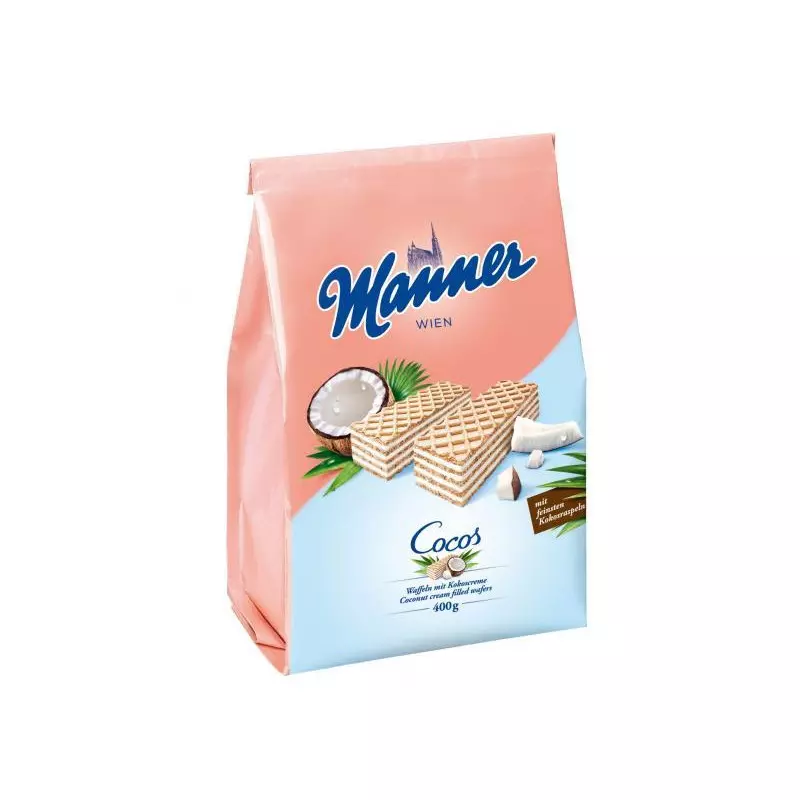 Oblátky Manner s kokosovým krémom 400 g Oblátky Manner s kokosovým krémom 400 g