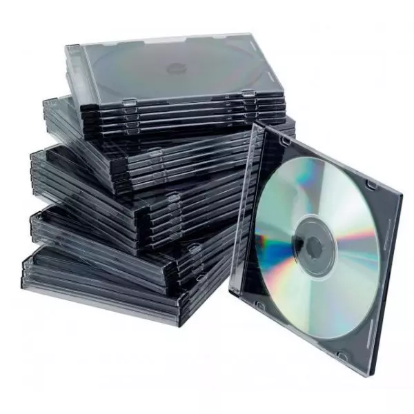 Obal Slim na CD/DVD Q-CONNECT z plastu čierny/priehľadný, 25ks