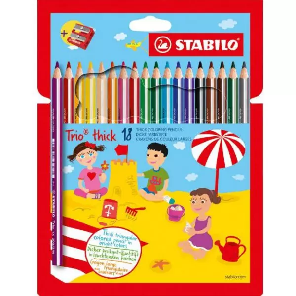 Farbičky STABILO Trio so strúhadlom 18ks