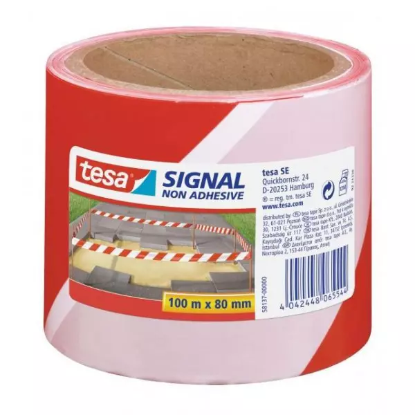 Výstražná páska nelepivá TESA Signal 80mm x 100m červeno-biela