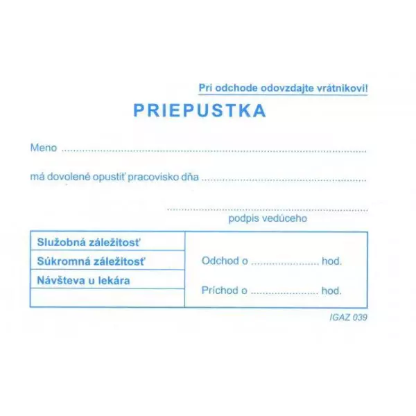 Priepustka A7