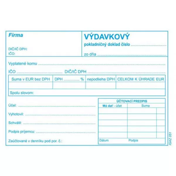 Výdavkový pokl.doklad A6 s DPH samoprepis